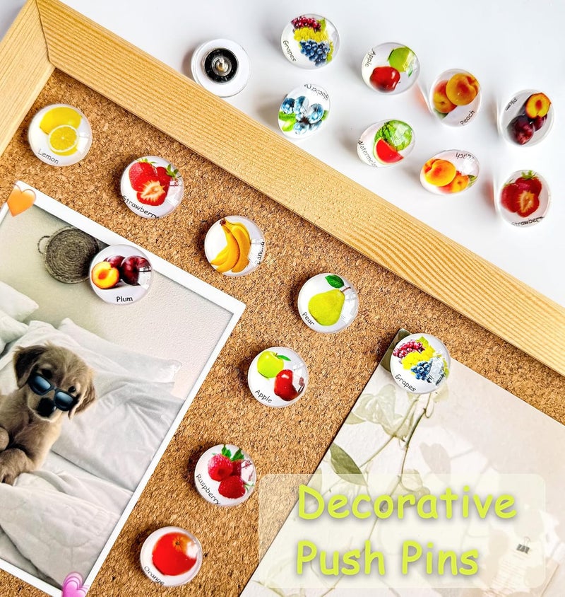 Tandarui 24Pcs Push Pins,Decorative Thumb Tacks,Tacks and Push pins,Cork Board Tacks,Thumb Tack Decorative for CorkBoard, Office Organization or Home - Image 3